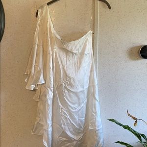 Bebe one shoulder satin tunic